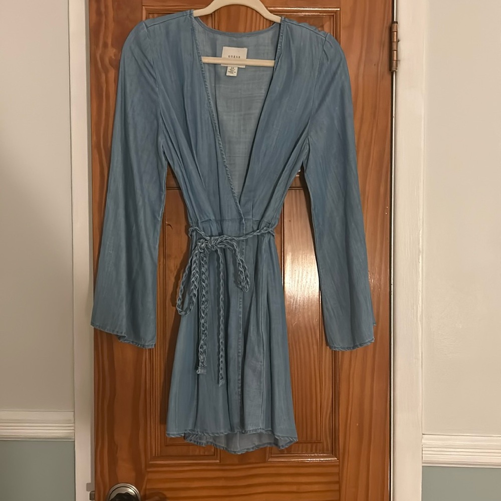 Guess Blue Flowy Wrap Around Dress